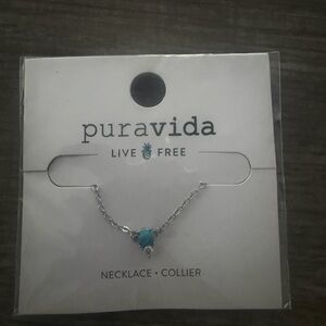 Pura Vida Silver Necklace with Turquoise Pendant